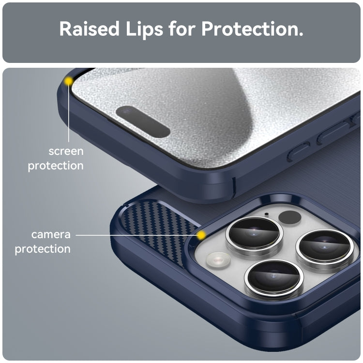 For iPhone 16 Pro Brushed Texture Carbon Fiber TPU Phone Case(Blue) - iPhone 16 Pro Cases by PMC TechLife | Online Shopping South Africa | PMC TechLife | Buy Now Pay Later Mobicred
