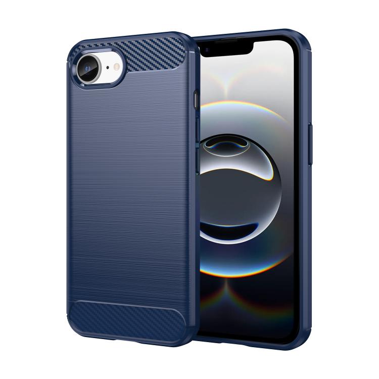 For iPhone SE 2024 Brushed Texture Carbon Fiber TPU Phone Case(Blue) - More iPhone Cases by PMC TechLife | Online Shopping South Africa | PMC TechLife | Buy Now Pay Later Mobicred