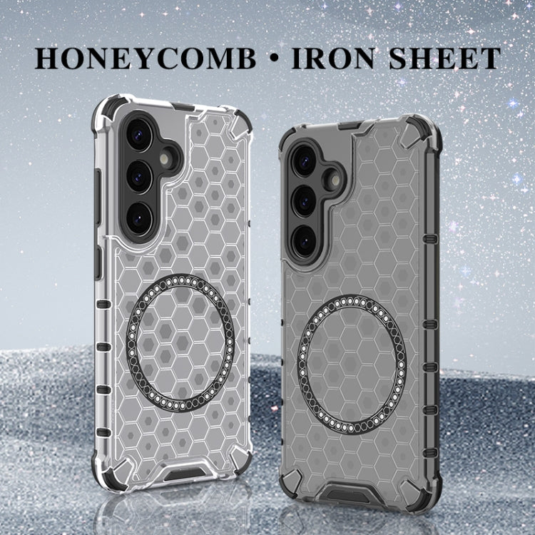 or Samsung Galaxy S25+ 5G Honeycomb Magnetic Ring Shockproof Phone Case(White) - Galaxy S25+ 5G Cases by PMC TechLife | Online Shopping South Africa | PMC TechLife | Buy Now Pay Later Mobicred