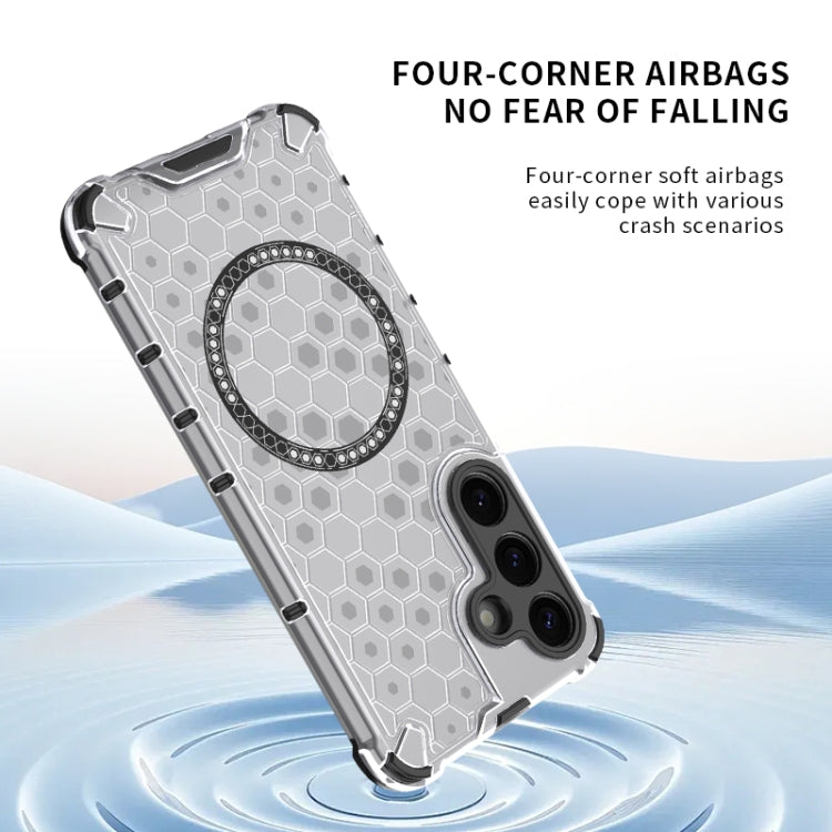 or Samsung Galaxy S25+ 5G Honeycomb Magnetic Ring Shockproof Phone Case(Black) - Galaxy S25+ 5G Cases by PMC TechLife | Online Shopping South Africa | PMC TechLife | Buy Now Pay Later Mobicred