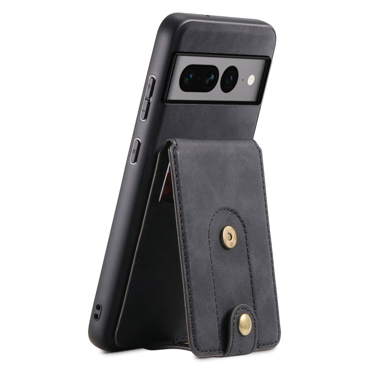 For Google Pixel 7 Pro 5G Denior D14 NK Retro Pattern MagSafe Magnetic Card Holder Leather Phone Case(Black) - Google Cases by Denior | Online Shopping South Africa | PMC TechLife | Buy Now Pay Later Mobicred