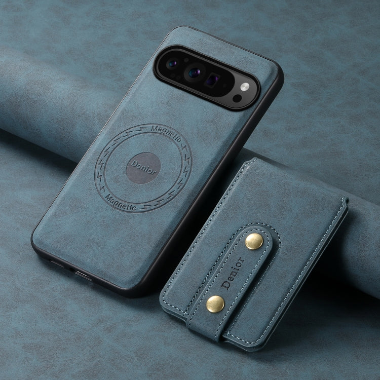 For Google Pixel 9 Pro Denior D14 NK Retro Pattern MagSafe Magnetic Card Holder Leather Phone Case(Blue) - Google Cases by Denior | Online Shopping South Africa | PMC TechLife | Buy Now Pay Later Mobicred