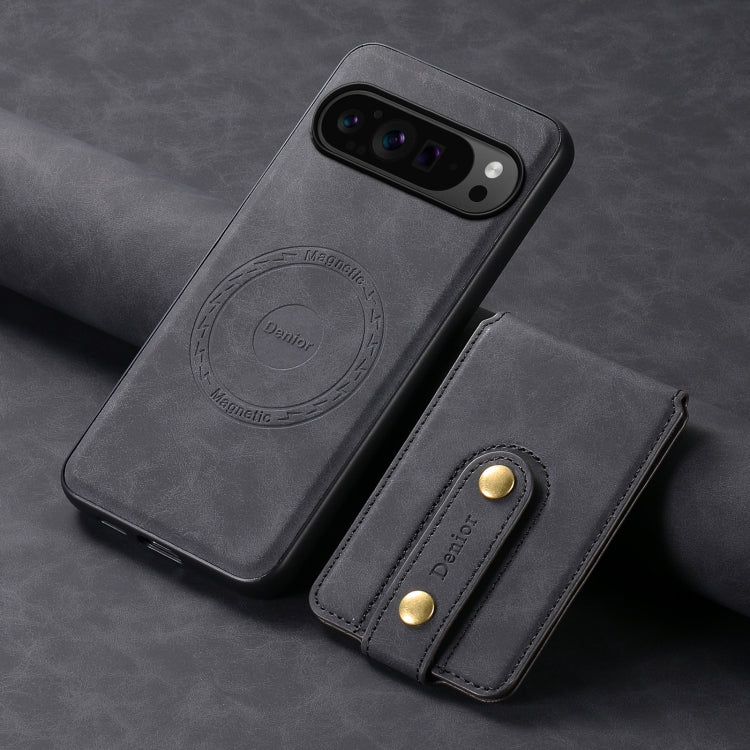 For Google Pixel 9 Pro Denior D14 NK Retro Pattern MagSafe Magnetic Card Holder Leather Phone Case(Black) - Google Cases by Denior | Online Shopping South Africa | PMC TechLife | Buy Now Pay Later Mobicred