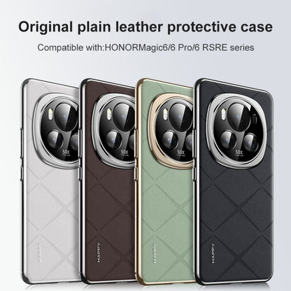 For Honor Magic6 Pro Plain Leather PC Phone Case(Brown) - Honor Cases by PMC Jewellery | Online Shopping South Africa | PMC Jewellery | Buy Now Pay Later Mobicred