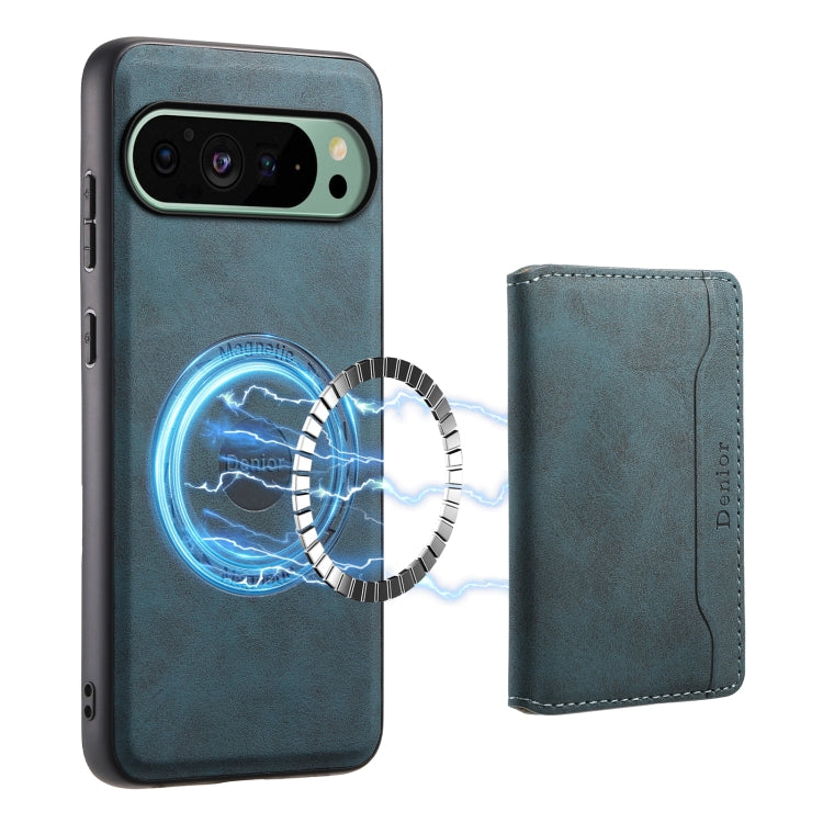 For Google Pixel 9 Denior D13 Retro Texture Leather MagSafe Card Bag Phone Case(Blue) - free shipping - PMC TechLife - Order now!