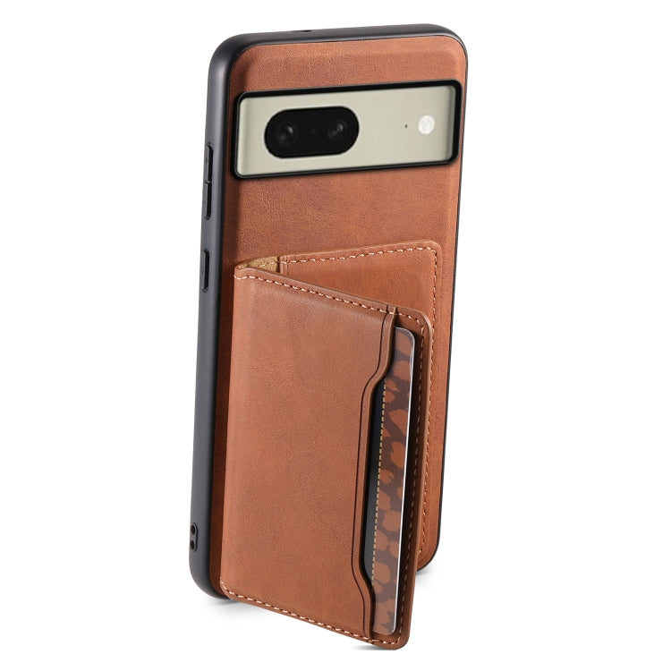 For Google Pixel 8 Denior D13 Retro Texture Leather MagSafe Card Bag Phone Case(Brown) - Google Cases by Denior | Online Shopping South Africa | PMC TechLife | Buy Now Pay Later Mobicred