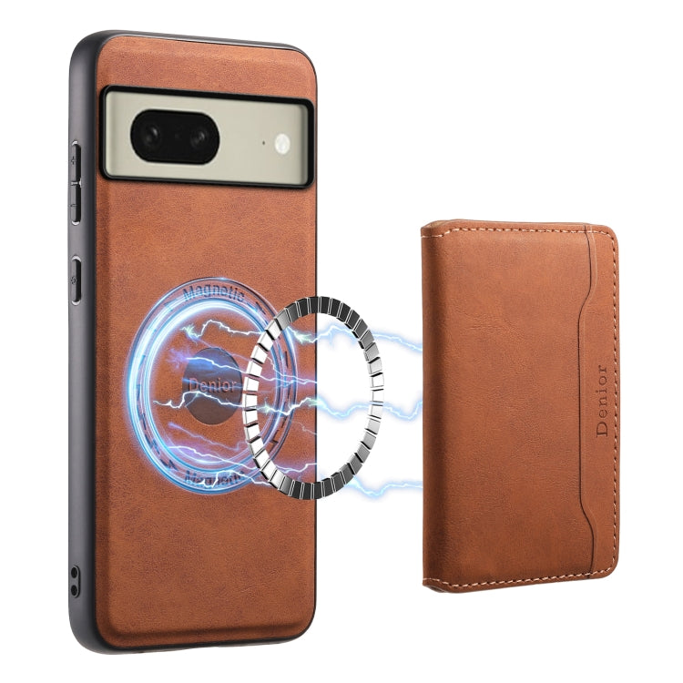 For Google Pixel 8 Denior D13 Retro Texture Leather MagSafe Card Bag Phone Case(Brown) - Google Cases by Denior | Online Shopping South Africa | PMC TechLife | Buy Now Pay Later Mobicred