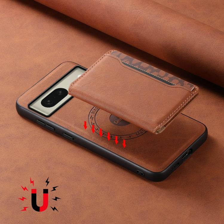 For Google Pixel 8 Denior D13 Retro Texture Leather MagSafe Card Bag Phone Case(Brown) - Google Cases by Denior | Online Shopping South Africa | PMC TechLife | Buy Now Pay Later Mobicred