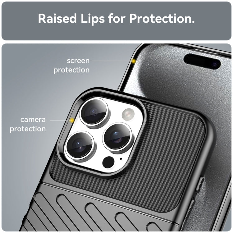 For iPhone 16 Pro Max Thunderbolt Shockproof Soft TPU Phone Case(Black) - iPhone 16 Pro Max Cases by PMC TechLife | Online Shopping South Africa | PMC TechLife | Buy Now Pay Later Mobicred