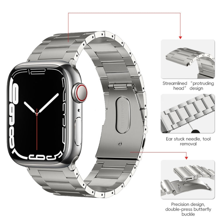 For Apple Watch Series 9 41mm PG63 Three-Bead Protrusion Titanium Metal Watch Band(Silver) - free shipping - PMC TechLife - Order now!