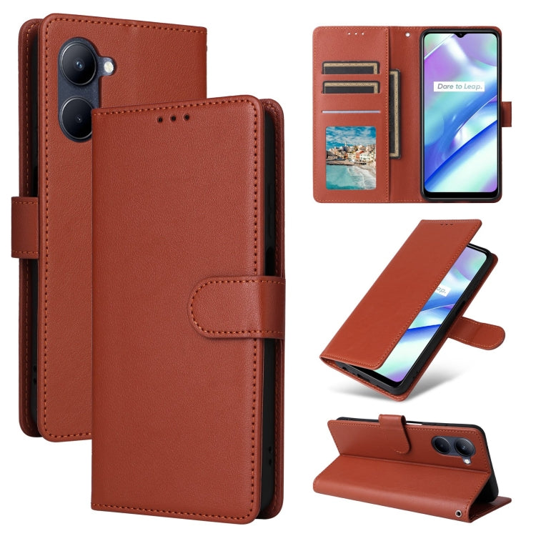 For Realme C33 Multifunctional Horizontal Flip Leather Phone Case with Three Card Slot(Brown) - Realme Cases by PMC TechLife | Online Shopping South Africa | PMC TechLife | Buy Now Pay Later Mobicred