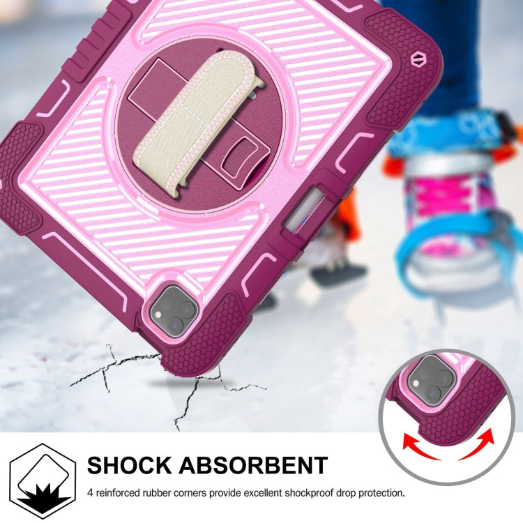 For iPad Pro 11 2024 360 Degree Rotation PC Contrast Silicone Tablet Case(Rose Red + Pink) - iPad Pro 11 2024 Cases by PMC TechLife | Online Shopping South Africa | PMC TechLife | Buy Now Pay Later Mobicred