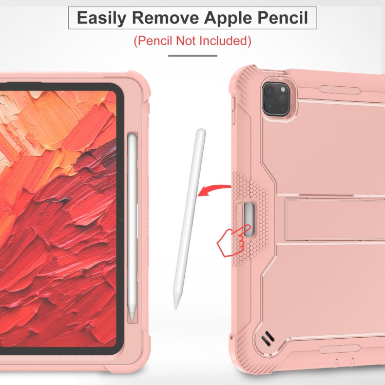 For iPad Pro 11 2024 Shockproof Silicone Hybrid PC Tablet Case with Holder(Rose Gold) - iPad Pro 11 2024 Cases by PMC TechLife | Online Shopping South Africa | PMC TechLife | Buy Now Pay Later Mobicred