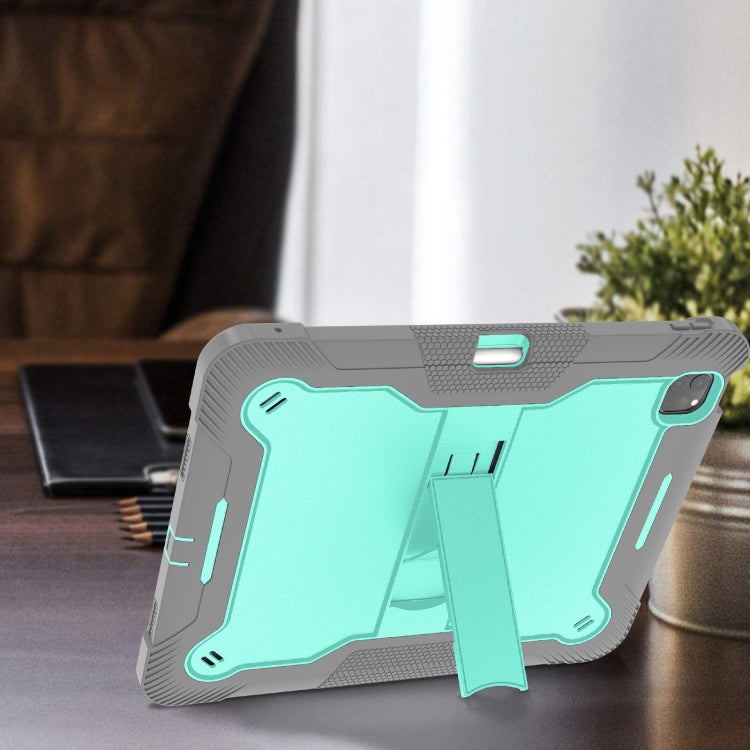 For iPad Pro 13 2024 Shockproof Silicone Hybrid PC Tablet Case with Holder(Mint Green + Grey) - iPad Pro 13 2024 Cases by PMC TechLife | Online Shopping South Africa | PMC TechLife | Buy Now Pay Later Mobicred