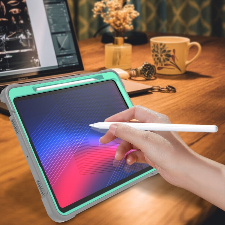 For iPad Pro 13 2024 Shockproof Silicone Hybrid PC Tablet Case with Holder(Mint Green + Grey) - iPad Pro 13 2024 Cases by PMC TechLife | Online Shopping South Africa | PMC TechLife | Buy Now Pay Later Mobicred