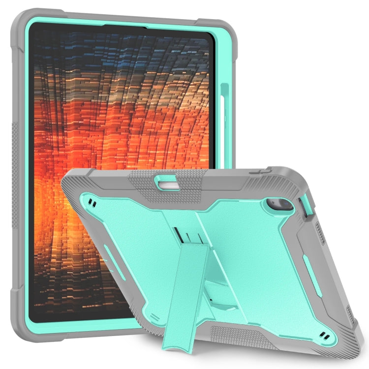 For iPad Air 13 2024 Shockproof Silicone Hybrid PC Tablet Case with Holder(Mint Green + Grey) - iPad Air 13 2024 Cases by PMC TechLife | Online Shopping South Africa | PMC TechLife | Buy Now Pay Later Mobicred