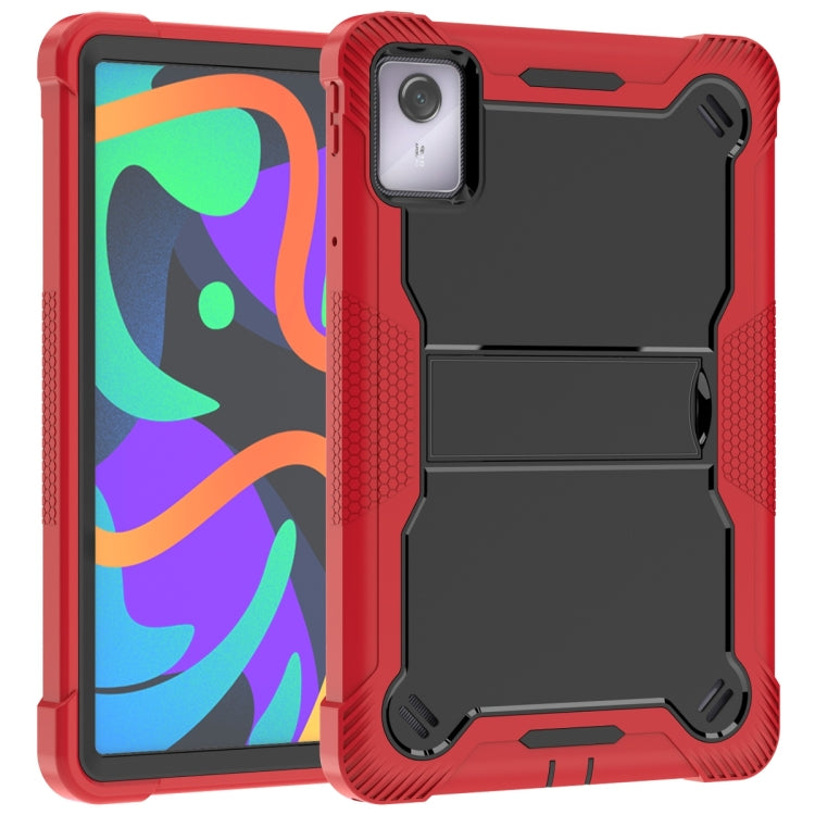 For Lenovo Tab M11 / Xiaoxin Pad 11 2024 Shockproof Silicone Hybrid PC Tablet Case with Holder(Black + Red) - Lenovo by PMC TechLife | Online Shopping South Africa | PMC TechLife | Buy Now Pay Later Mobicred