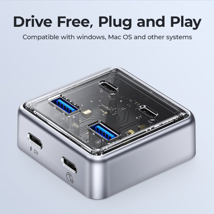 ORICO XHJ2U2C-G2 4-Port Compact Zinc Alloy USB 3.0 HUB Expand Converter(Silver) - USB 3.0 HUB by ORICO | Online Shopping South Africa | PMC Jewellery | Buy Now Pay Later Mobicred