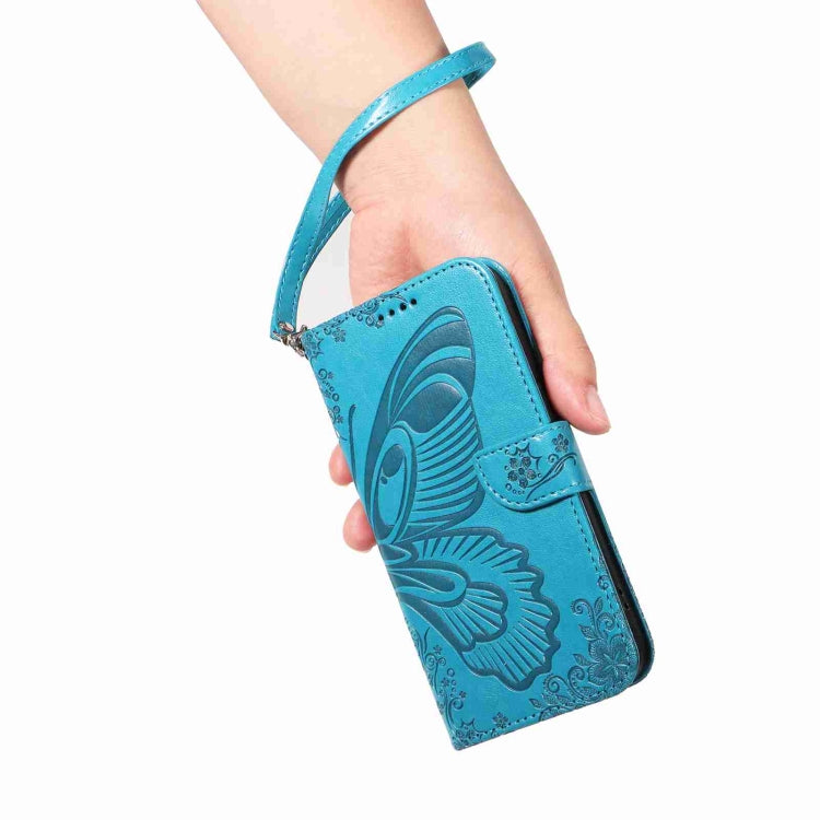 For Sony Xperia 10 VI 2024 Swallowtail Butterfly Embossed Leather Phone Case(Blue) - Sony Cases by PMC Jewellery | Online Shopping South Africa | PMC Jewellery | Buy Now Pay Later Mobicred