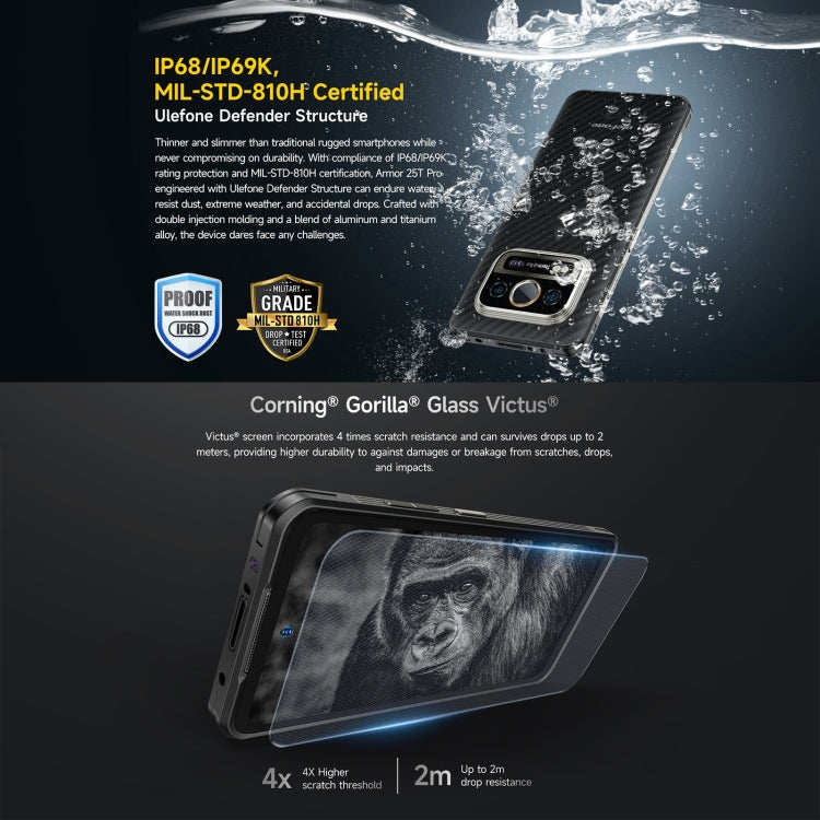 Ulefone Armor 25T Pro Rugged Phone, 6GB+256GB, Thermal Imaging, 6.78 inch Android 14 MediaTek Dimensity 6300 Octa Core, Network: 5G, NFC(Frost Black) - Ulefone by Ulefone | Online Shopping South Africa | PMC Jewellery | Buy Now Pay Later Mobicred