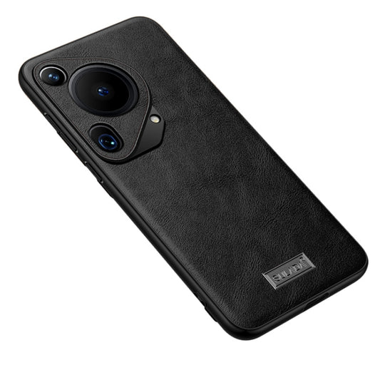 For Huawei Pura 70 Ultra SULADA Shockproof TPU Hybrid Handmade Leather Phone Case(Black) - Huawei Cases by SULADA | Online Shopping South Africa | PMC Jewellery | Buy Now Pay Later Mobicred