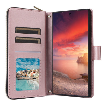 For Samsung Galaxy S25 Ultra 5G Crossbody Rhombic Zipper Tower Buckle Leather Phone Case with Lanyard(Rose Gold) - Galaxy S25 Ultra 5G Cases by PMC Jewellery | Online Shopping South Africa | PMC Jewellery | Buy Now Pay Later Mobicred