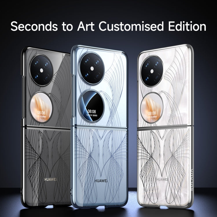 For Huawei Pocket 2 SULADA Electroplated Laser Engraving Texture PC Phone Case(White) - Huawei Cases by SULADA | Online Shopping South Africa | PMC TechLife | Buy Now Pay Later Mobicred