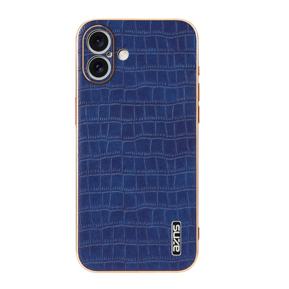 For iPhone 16 Plus AZNS Electroplated Frame Crocodile Texture Full Coverage Phone Case(Blue) - iPhone 16 Plus Cases by AZNS | Online Shopping South Africa | PMC Jewellery | Buy Now Pay Later Mobicred