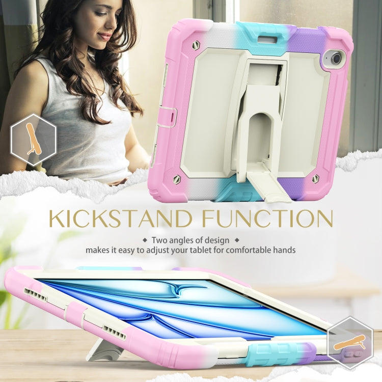 For iPad Air 11 2025 / 2024 Silicone Hydric PC Tablet Case with Shoulder Strap & Holder(Camouflage Pink) - free shipping - PMC TechLife - Order now!