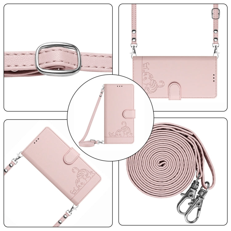 For Blackview A52 Cat Rat Embossed Pattern RFID Leather Phone Case with Lanyard(Pink) - More Brand by PMC TechLife | Online Shopping South Africa | PMC TechLife | Buy Now Pay Later Mobicred