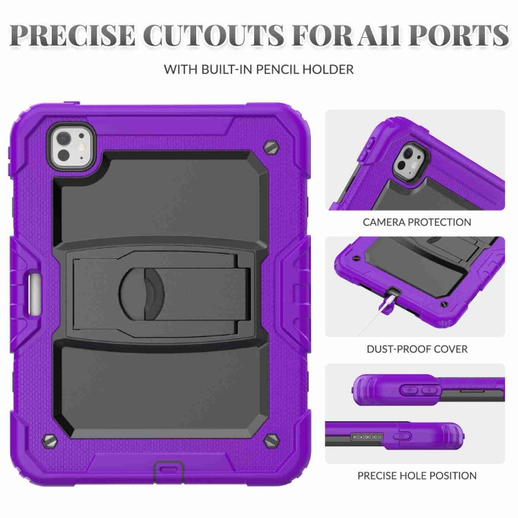 For iPad Pro 11 2024 Silicone Hydric PC Tablet Case with Shoulder Strap & Holder(Purple) - iPad Pro 11 2024 Cases by PMC TechLife | Online Shopping South Africa | PMC TechLife | Buy Now Pay Later Mobicred