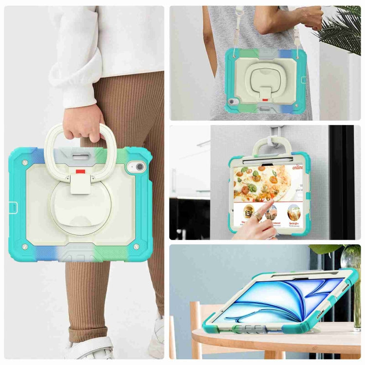 For iPad Air 11 2024 Handle Silicone Hydric PC Tablet Case with Shoulder Strap(Rainbow Blue) - iPad Air 11 2024 Cases by PMC TechLife | Online Shopping South Africa | PMC TechLife | Buy Now Pay Later Mobicred