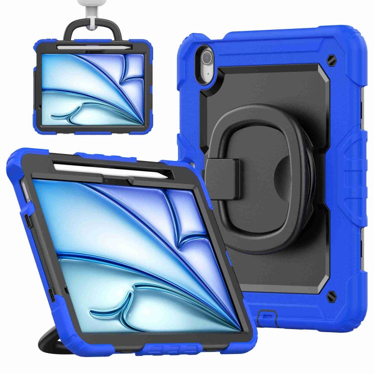For iPad Air 11 2024 Handle Silicone Hydric PC Tablet Case with Shoulder Strap(Blue) - iPad Air 11 2024 Cases by PMC TechLife | Online Shopping South Africa | PMC TechLife | Buy Now Pay Later Mobicred