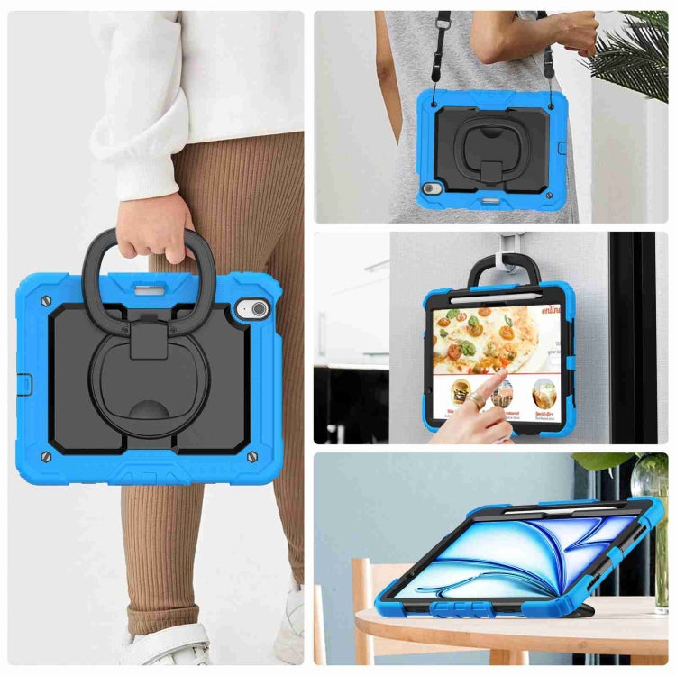 For iPad Air 11 2025 / 2024 Handle Silicone Hydric PC Tablet Case with Shoulder Strap(Light Blue) - free shipping - PMC TechLife - Order now!