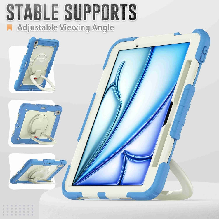 For iPad Air 11 2024 Handle Silicone Hydric PC Tablet Case with Shoulder Strap(Cyan-blue) - iPad Air 11 2024 Cases by PMC TechLife | Online Shopping South Africa | PMC TechLife | Buy Now Pay Later Mobicred