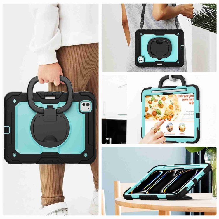 For iPad Pro 11 2024 Handle Silicone Hydric PC Tablet Case with Shoulder Strap(Light Blue PC) - iPad Pro 11 2024 Cases by PMC TechLife | Online Shopping South Africa | PMC TechLife | Buy Now Pay Later Mobicred
