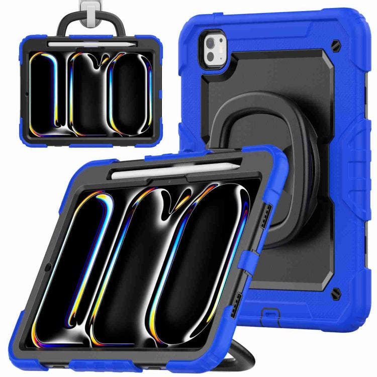 For iPad Pro 11 2024 Handle Silicone Hydric PC Tablet Case with Shoulder Strap(Dark Blue) - iPad Pro 11 2024 Cases by PMC TechLife | Online Shopping South Africa | PMC TechLife | Buy Now Pay Later Mobicred