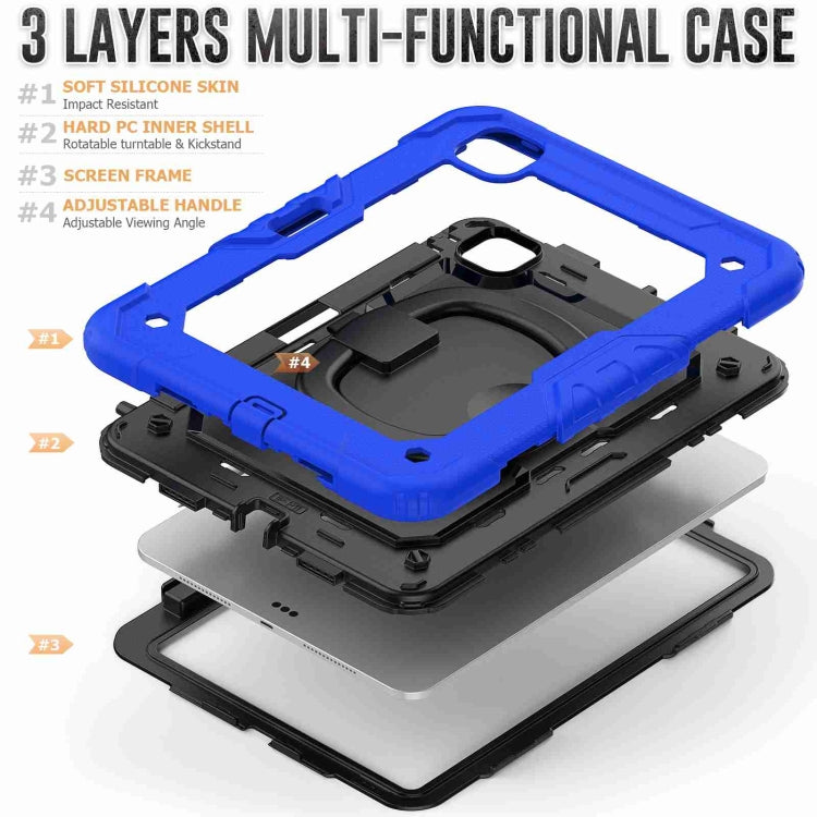 For iPad Pro 11 2024 Handle Silicone Hydric PC Tablet Case with Shoulder Strap(Dark Blue) - iPad Pro 11 2024 Cases by PMC TechLife | Online Shopping South Africa | PMC TechLife | Buy Now Pay Later Mobicred