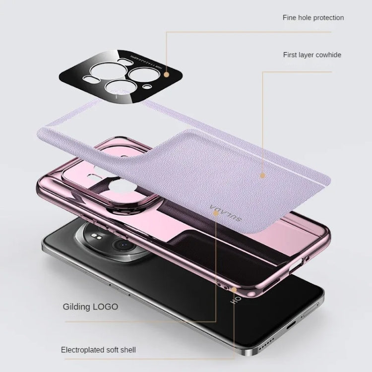 For Honor Magic6 SULADA Frameless Top Layer Cowhide Leather + PC Phone Case(Purple) - free shipping - PMC Jewellery - Order now!