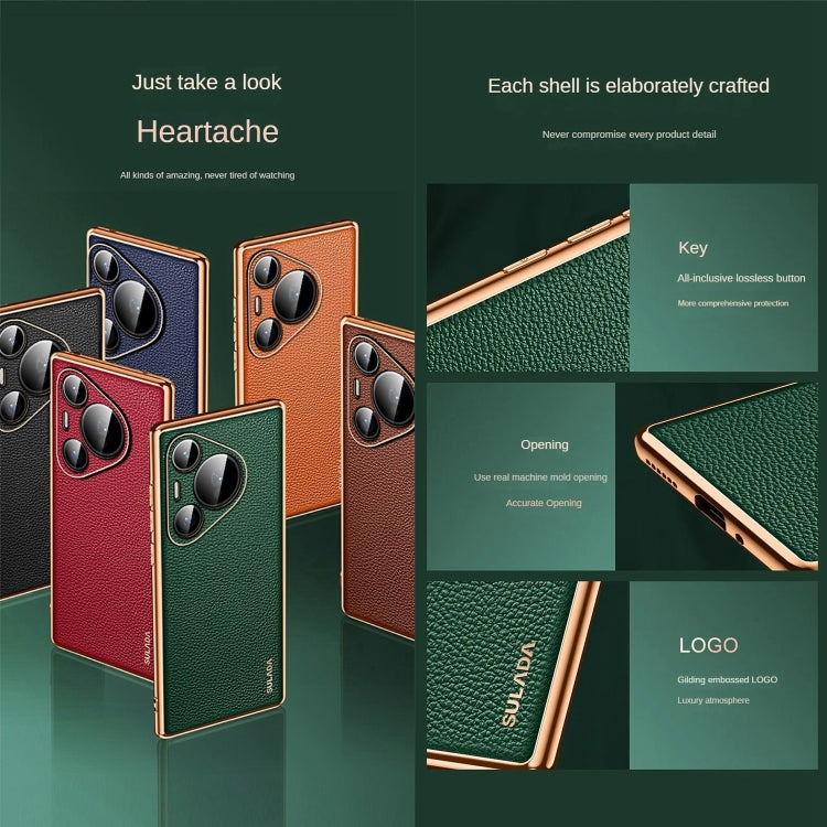 For Huawei Pura 70 SULADA TPU + Litchi Texture Leather Phone Case(Green) - Huawei Cases by SULADA | Online Shopping South Africa | PMC Jewellery | Buy Now Pay Later Mobicred