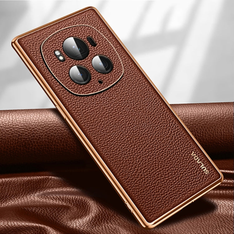 For Honor Magic6 Pro SULADA TPU + Litchi Texture Leather Phone Case(Brown) - Honor Cases by SULADA | Online Shopping South Africa | PMC Jewellery | Buy Now Pay Later Mobicred