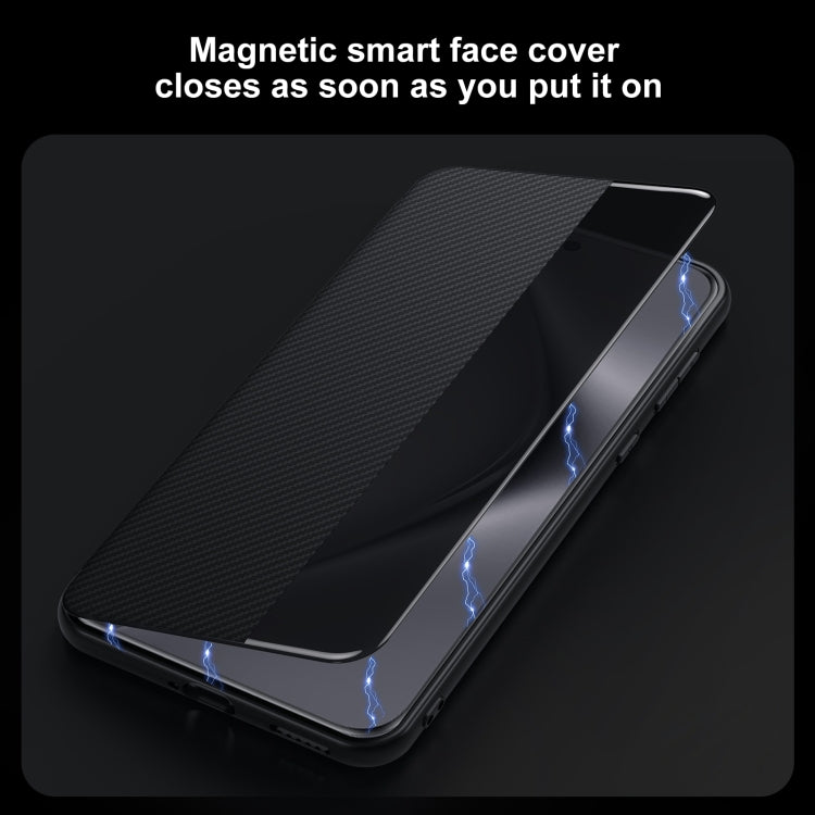 For Huawei Mate 60 Pro SULADA Kevlar 600D Texture Smart Window Leather Phone Case(Black) - free shipping - PMC TechLife - Order now!