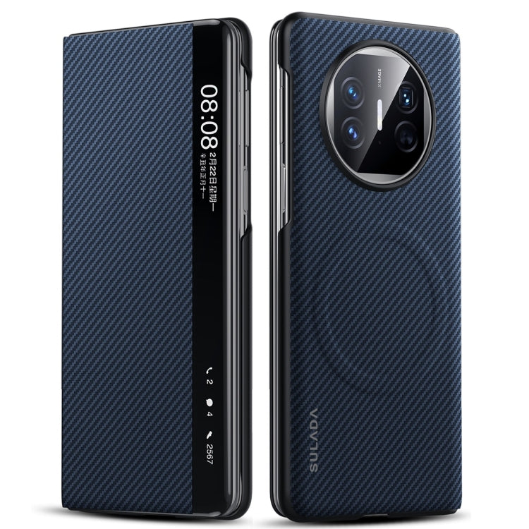 For Huawei Mate X5 SULADA Kevlar 600D Texture Smart Window Leather Phone Case(Blue) - Huawei Cases by SULADA | Online Shopping South Africa | PMC TechLife | Buy Now Pay Later Mobicred