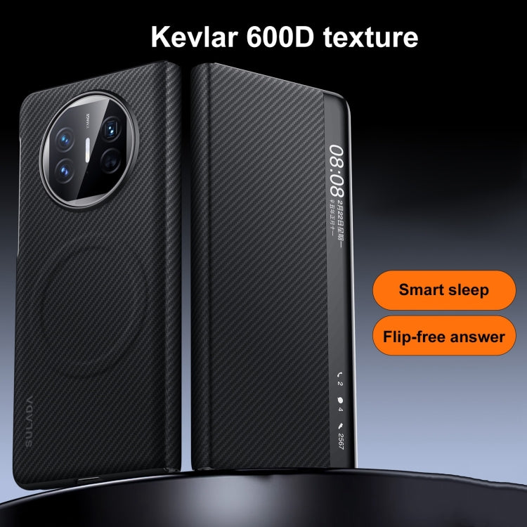 For Huawei Mate X5 SULADA Kevlar 600D Texture Smart Window Leather Phone Case(Blue) - Huawei Cases by SULADA | Online Shopping South Africa | PMC TechLife | Buy Now Pay Later Mobicred