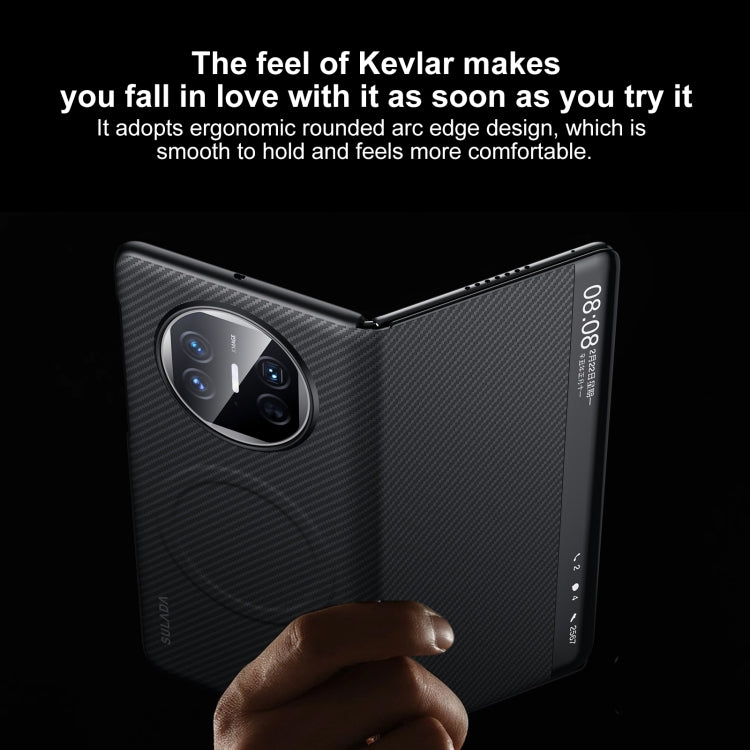 For Huawei Mate X6 SULADA Kevlar 600D Texture Smart Window Leather Phone Case(Black) - Huawei Cases by SULADA | Online Shopping South Africa | PMC TechLife | Buy Now Pay Later Mobicred