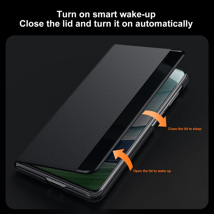 For Huawei Mate X6 SULADA Kevlar 600D Texture Smart Window Leather Phone Case(Brown) - Huawei Cases by SULADA | Online Shopping South Africa | PMC TechLife | Buy Now Pay Later Mobicred