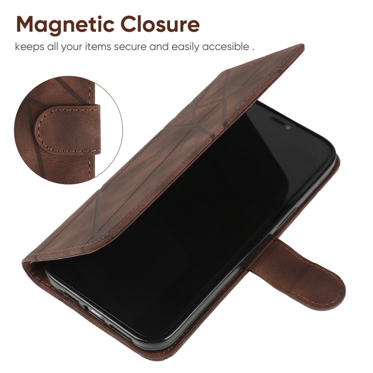 For Google Pixel 9 Pro XL Skin Feel Geometric Lines Leather Phone Case(Brown) - free shipping - PMC TechLife - Order now!