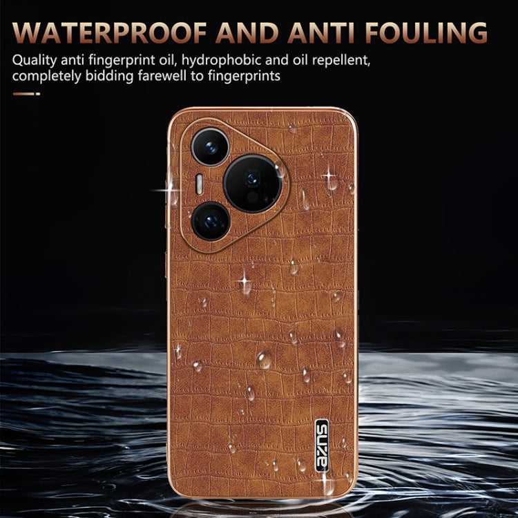 For Huawei Pura 70 AZNS Electroplated Frame Crocodile Texture Full Coverage Phone Case(Black) - Huawei Cases by AZNS | Online Shopping South Africa | PMC Jewellery | Buy Now Pay Later Mobicred