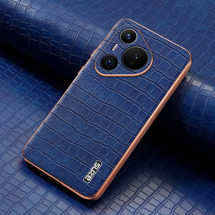 For Huawei Pura 70 AZNS Electroplated Frame Crocodile Texture Full Coverage Phone Case(Blue) - Huawei Cases by AZNS | Online Shopping South Africa | PMC Jewellery | Buy Now Pay Later Mobicred