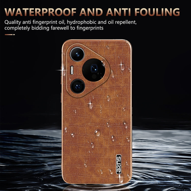 For Huawei Pura 70 Pro / 70 Pro+ AZNS Electroplated Frame Crocodile Texture Full Coverage Phone Case(Black) - Huawei Cases by AZNS | Online Shopping South Africa | PMC Jewellery | Buy Now Pay Later Mobicred